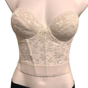 Carnival Vintage Bustier White Lace Bustier Strapless Good Condition Size 34C